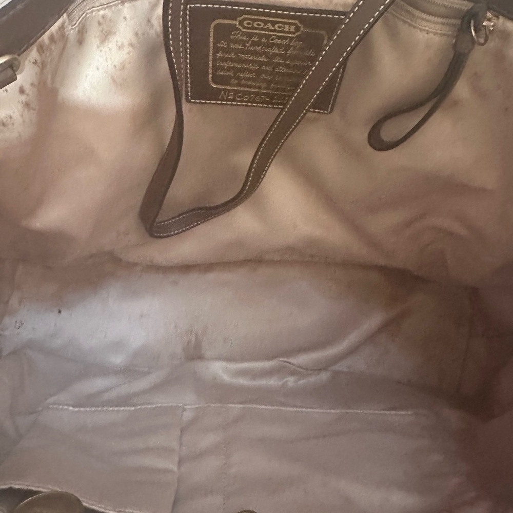 Coach Brown and Cream Geometric Tote Bag - Picture 10 of 11